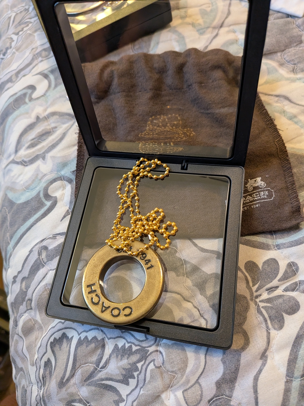 COACH Gold-Tone Signature Ring Pendant Necklace - Gold Made From Hardware